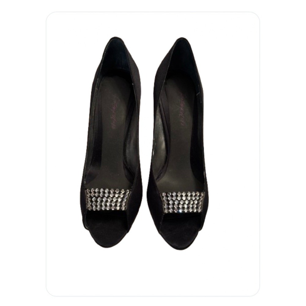 Nina Peep Toe Pumps Black Vintage Size 9 US Size 39 EUR 4 inch heel Leather sole